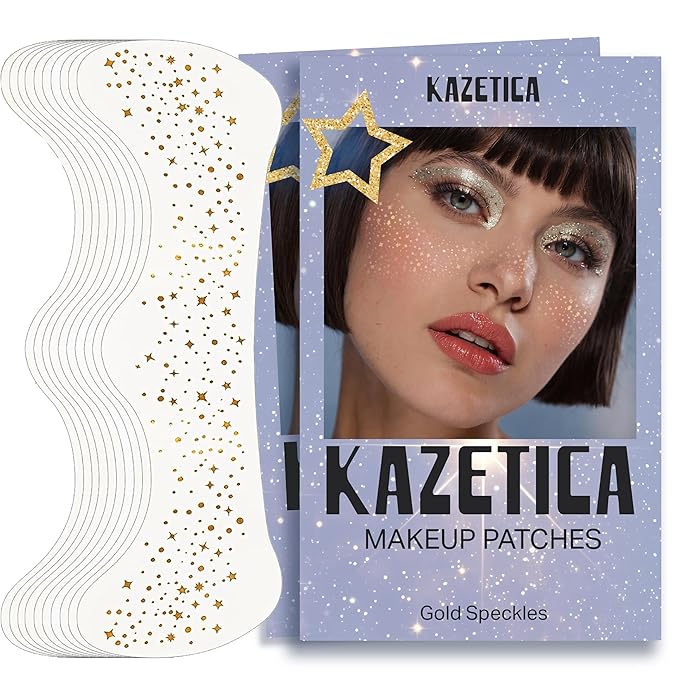 Glitter Freckles Face Tattoo, 10 Pcs Gold Face Glitter Freckles for Women, Festival Outfits for Women Rave Accessories Fake Tattoos, Sparkle Makeup Patches, Waterproof Speckles Patches,Mini Makeup