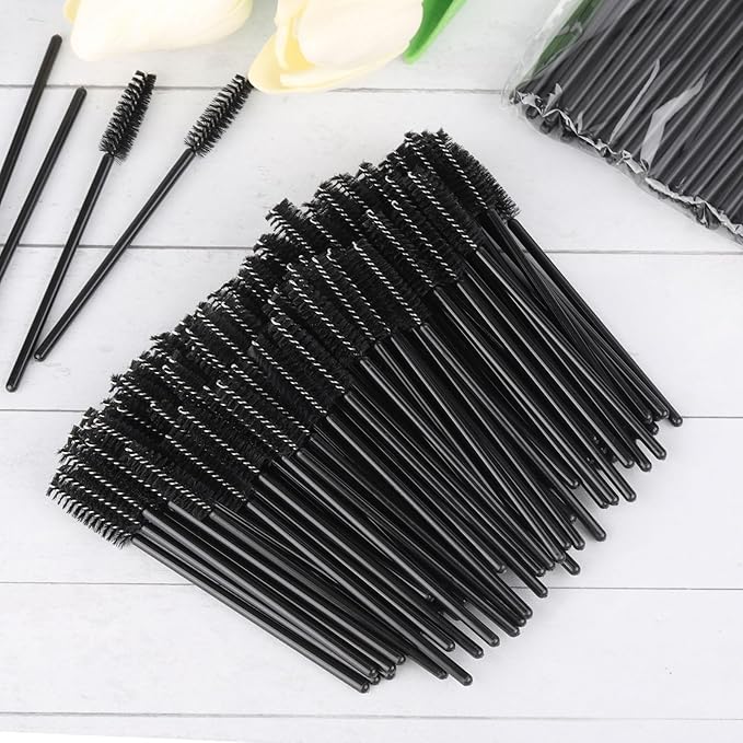 BTYMS 1200 Pieces Disposable Mascara Wands Eyelash Brush Brow Brushes Applicators Lash Spoolies for Eye Lash Extension - Black