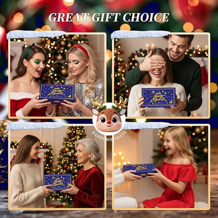 DUcare Christmas Gift Set 8Pcs,With 6pcs Makeup Brush Set 2pcs Makeup Puffs Kabuki Foundation Blending Face Powder Blush Concealers Eye Shadows Brushes