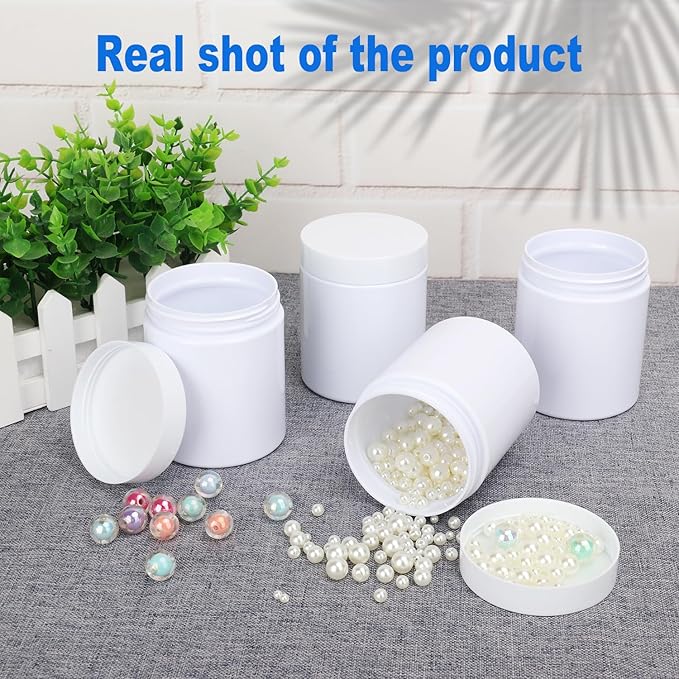 30 Packs 8.8oz (250 ml) Plastic White Jars with Lids, Cosmetic Containers jars with Wide-Mouth for slime, beads, rhinestones, sequins Cosmetics, Lotion, Cream, Ointments and More by KUKLIPJIM.
