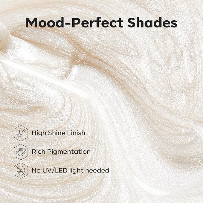 modelones Pearl White Nail Polish, Shimmer Glitter White 15 ml Quick Dry Nail Lacquer Strengthener Long Last Shine Fingernail Toe Nail Art DIY Home Travel Manicure Gift for Women Girls 0.5 Fl Oz