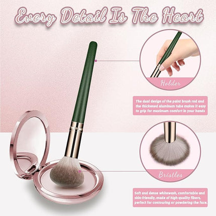 Makeup Brush Set, Premium Synthetic 14 Pcs Makeup Brushes, Travel Makeup Brush Set for Foundation, Concealer, Blush and Eyeshadow Brush(Green)