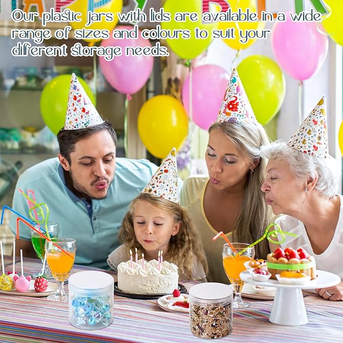 Patelai 4 Pieces Round Wide-mouth Leak Proof Plastic Container Jars with Lids for Travel Storage Makeup Beauty Products Face Creams Oils Salves Ointments DIY Making(8 Ounce,Clear)