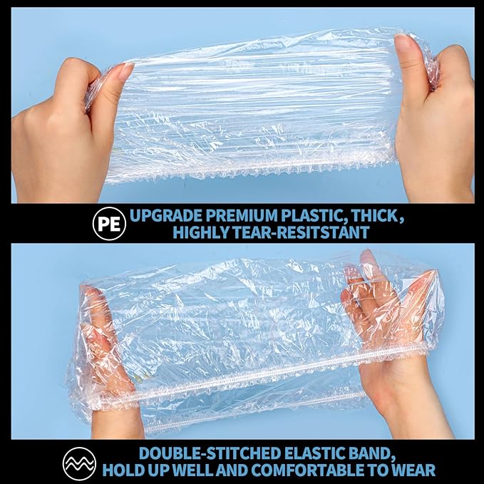 LEOBRO Large Disposable Shower Cap, 100PCS Shower Cap, Plastic Shower Caps for Women Disposable, Clear Thick Plastic Caps for Hair Treatment, Large Size 20.5 INCH