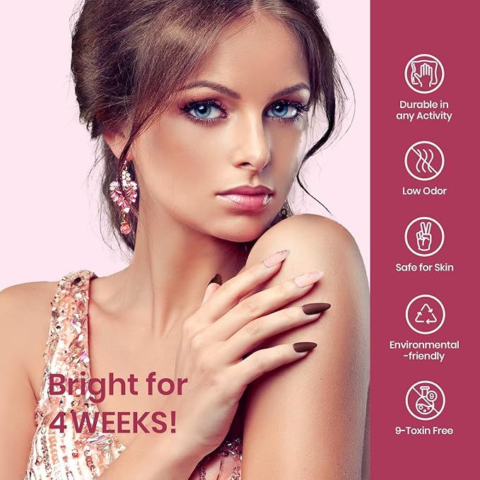 Beetles Fall Gel Nail Polish Set Plum Burgundy Red Brown Glitter 6Pcs Gel Polish Kit Soak Off UV LED Nail Lamp Art Manicure Salon DIY Home Gifts for Women Silent Flower