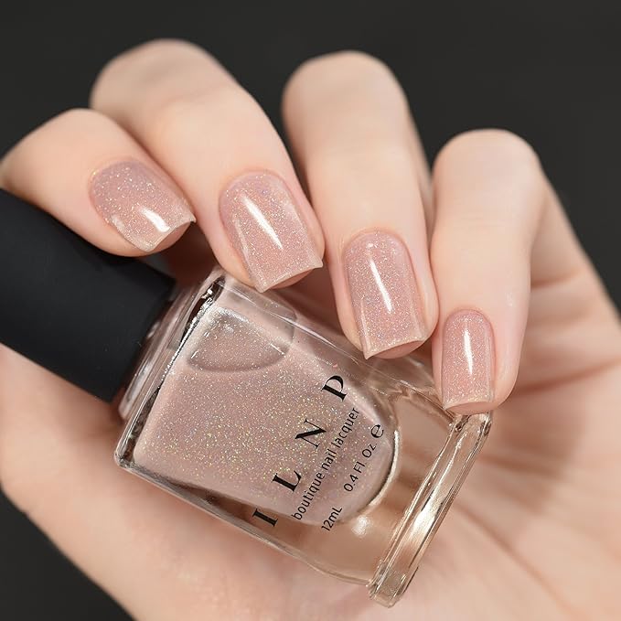 ILNP Chleo - Neutral Blush Pink Holographic Sheer Jelly Nail Polish