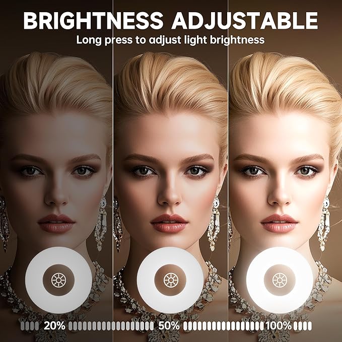 MINISO Vanity Mirror with Lights-12" x 14" Arched Makeup Mirror with 3 Color Lights, Adjustable Brightness,10X Magnification, 360°Rotation