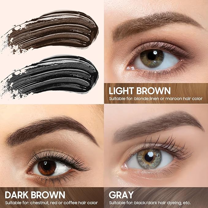 Eyebrow Gel - Eyebrow Pencils for Women, Longwearing Waterproof Volumizing Buildable, Locks Brow Hairs in Place for Fuller & Defined Looking Brows (Dark Brown)