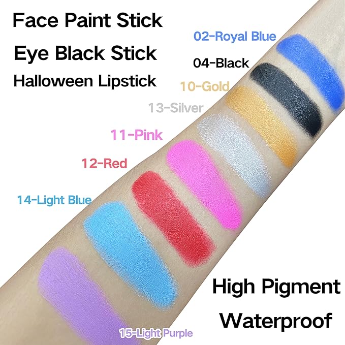 MEICOLY Silver Eye Black Stick,Waterproof Eye Black Baseball Softball Football Lacrosse,Silver Face Body Paint Stick for Halloween SFX Cosplay Tin Man Makeup