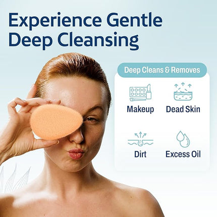 HartFelt 2ct Tear Drop Gentle Face Scrubber for Women | Reusable Facial Sponges for Daily Cleansing | Facial Exfoliating Pads for Removing Dead Skin, Dirt & Makeup | Made in USA