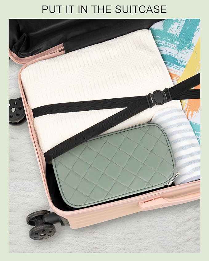 Relavel Small Makeup Bag, Travel Cosmetic Bag Make Up Pouch, Small Makeup Organizer Bag for Women, Waterproof Handbag Toiletry Bag Essentials for Daily Use (Green)