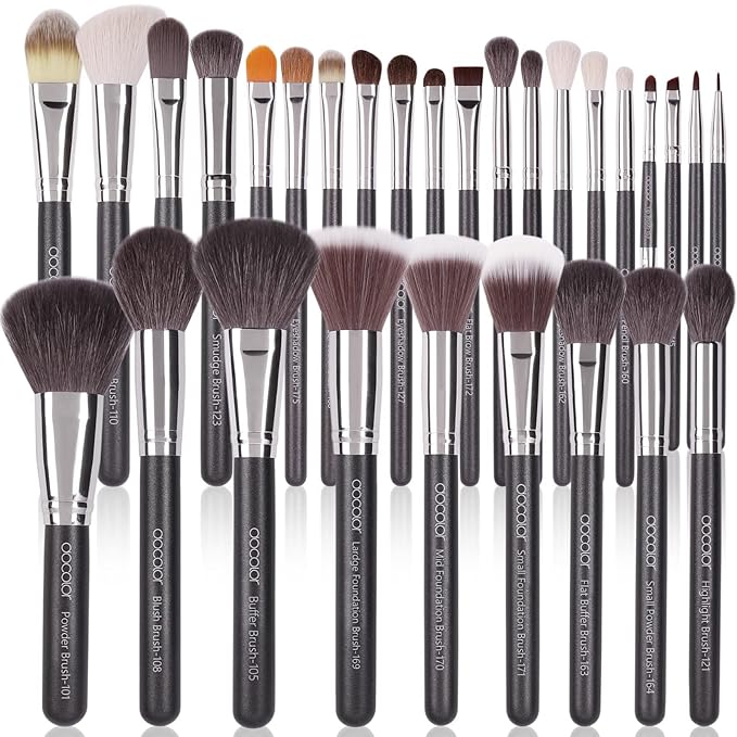 Docolor Professional Makeup Brush Set 29Pcs Makeup Brushes Valentines Day Gifts Premium Goat Synthetic Fiber Foundation Face Powder Blush Concealer Eyeshadows Make Up Brushes with PU Leather Case