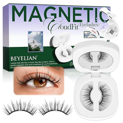 BEYELIAN Magnetic Eyelashes with Applicator Kit, Reusable Natural Look False Lashes, No Glue Needed Soft Magnetic Lashes for Eye M02 (Lightweight & Comfortable)