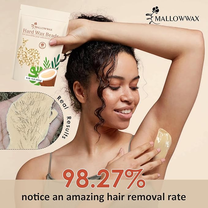 Hard Wax Beads, 1lb Cream Wax Beans for Hair Removal, Waxing Beads Refill for Bikini, Armpit, Arms, Back, Chest, Legs, Suitable for Home Waxing for Women Men