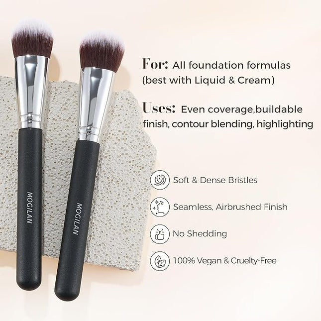 Foundation Brush – Dense Flat Top Makeup Brush for Cream & Liquid Powder Foundation, Blending, Contour, Blush, and Flawless Face Application