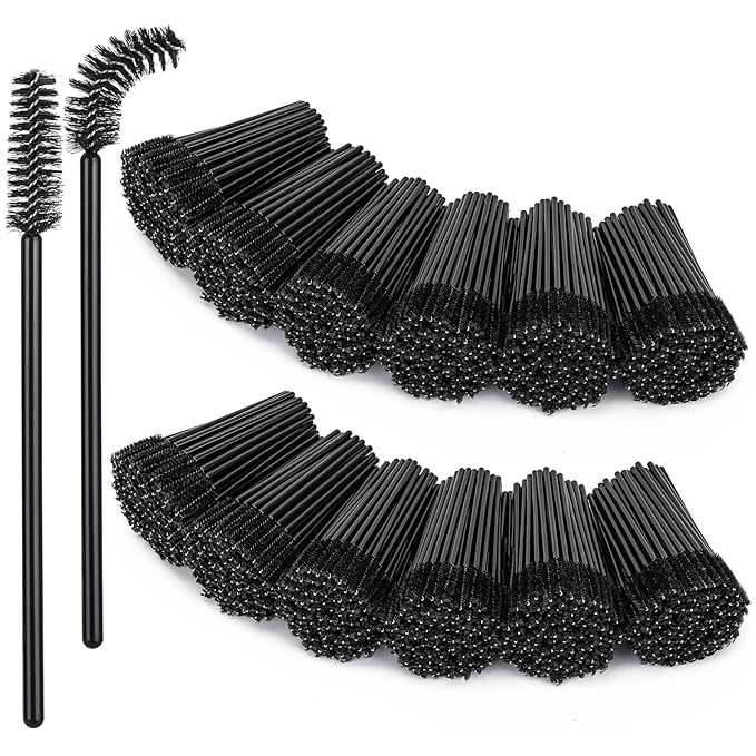 BTYMS 1200 Pieces Disposable Mascara Wands Eyelash Brush Brow Brushes Applicators Lash Spoolies for Eye Lash Extension - Black