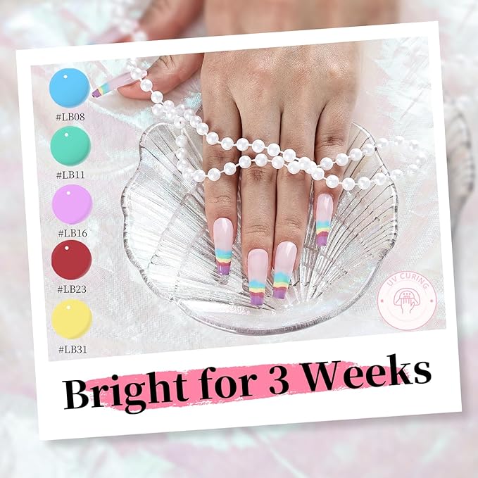 JODSONE Gel Polish Nail Art Gel Liner Set 32 Colors Orange Grey Pink Green Blue White Black Need U V Lamp Cured with Thin Brush Gift for Girls