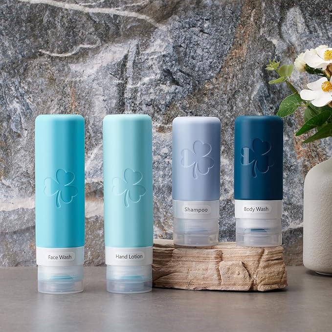 23 Pack Travel Bottles for Toiletries, TSA Approved Travel Shampoo Bottles, Silicone Travel Containers for Toiletries, Leak Proof Refillable Travel Essentials for Liquids Shampoo and Conditioner