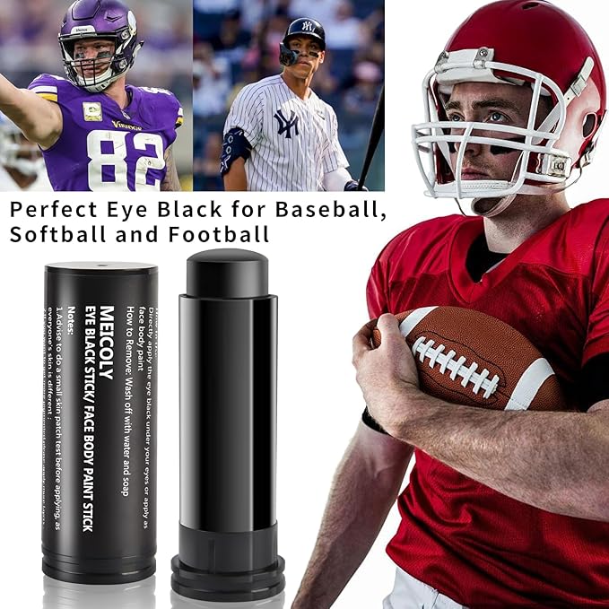MEICOLY Eye Black Stick for Sports,Easy to Color Athletes Black Eyeblack Stick,Sporting Face Paint for Baseball Softball Football Lacrosse,Smooth Easy to Apply Halloween Face Body Paint Stick,0.5Oz