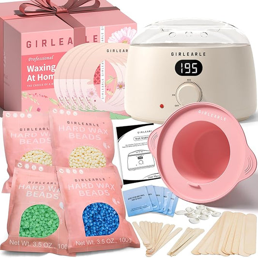 Premium Digital Waxing Kit for Women and Men, Wax Warmer Hair Removal at Home with Wax Beads & Silicone Pot, Target Different Types of Sensitive Skin Brazilian Bikini, Facial, Leg, Full body