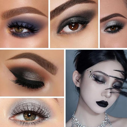 K'APEINE 25 Color Black Eyeshadow Palette, Smoke Eyeshadow Palette Silver Smokey Eye Shadow Matte Velvet & Metallic Shimmer Cool Smoky Dark Shades for Goth Makeup No Fading, Long Lasting Waterproof