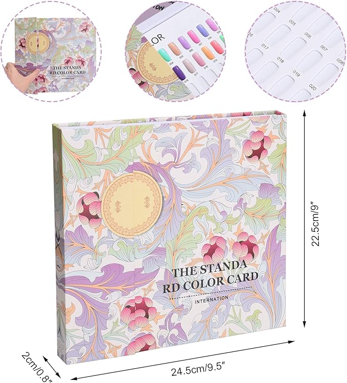 Noverlife 120 Nail Colors Display Book with 120 False Nail Tips, Nail Art Samples Color Swatches Cardboard, Nail Gel Polish Display Chart Nail Design Showcase for Manicure Salon Studio