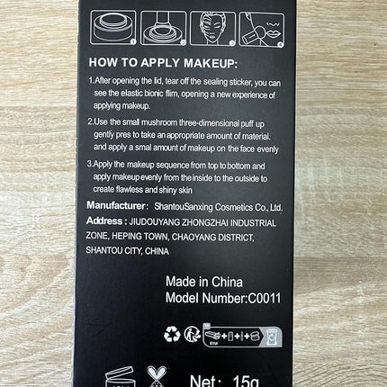 2 PCS Mushroom Head Air Cushion CC Cream Nature Foundation,Foundation Brush Powder Brush,Moisturizing Concealer, Bright Makeup Base Long Lasting with Mushroom Makeup Sponge(#03 Warm Nude)