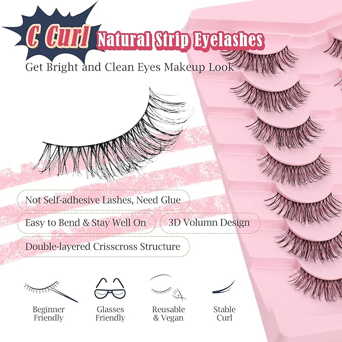Eyelashes Natural Daily Lashes False Eyelash Lash Strips C Curl Siligli