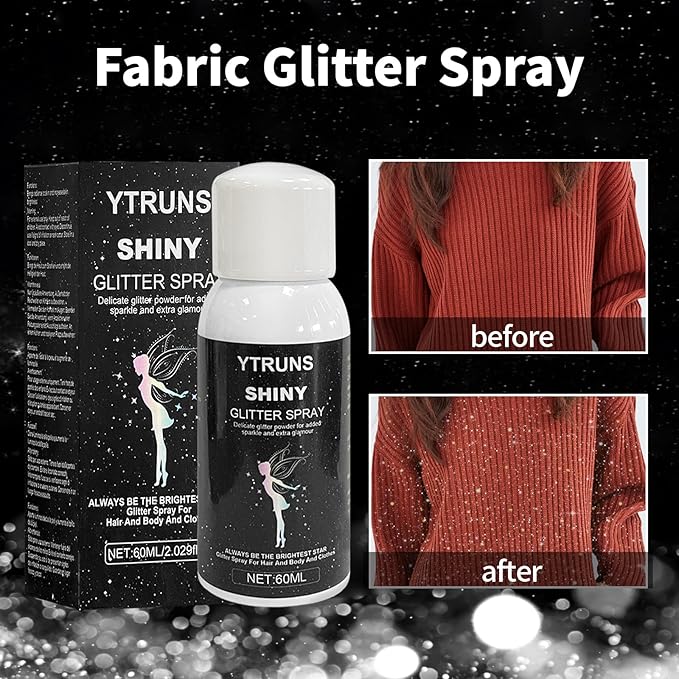 Long Lasting Shining Glitter Spray, Glitter Spray for Hair and Body, Glitter Spray for Clothes, Used for Stage Performances, Festive Celebrations, and Makeup Dances(2.03Fl Oz)