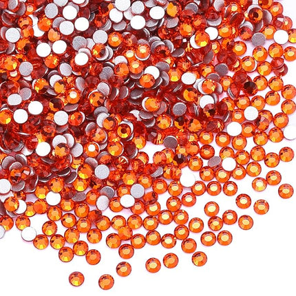 3000Pcs Orange Crystal Rhinestones,Glass Flatback Rhinestones Gemstones Mini for Nail Face Makeup Art Crafts Clothes Decoration - (SS8,2.4mm,Orange)
