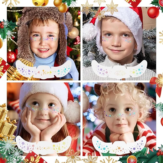 8PCS Glitter Freckles Face Tattoo, Sparkle Freckles for Women and Kids, Cute Star Waterproof Gold Temporary Face Tattoos Glitter Glow Up Patches (8PCSD Holographic Multicolor)