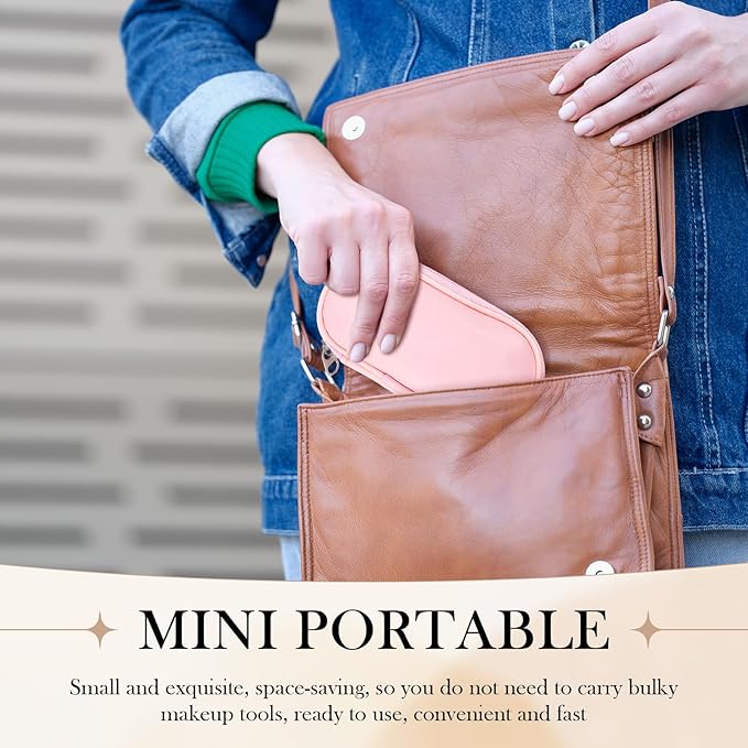 10 Pcs Mini Portable Makeup Brush Set Complete Travel Cosmetic Brushes Kit with Pouch for Blush Powder Eyeshadow Perfect for Women and Girls(pink)