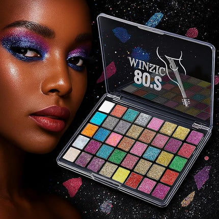 K'APEINE Glitter Eyeshadow Palette-Ultra Shimmer Makeup Palette Eye Shadow Chunky & Fine Pressed 40 Colors Highly Pigmented Eye Shades Long Lasting Waterproof for Face Body