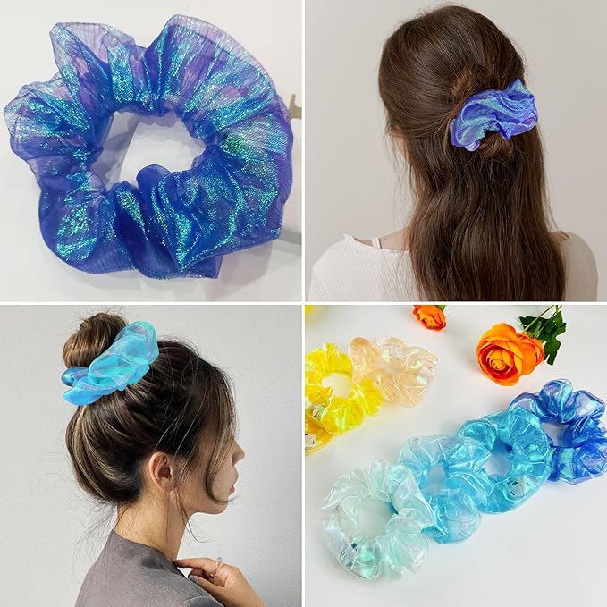 4Pcs LED Hair Ties with Multiple Light Modes for Women/Girls: Glowing Hair Accessories for Rave, Christmas, and Neon Parties