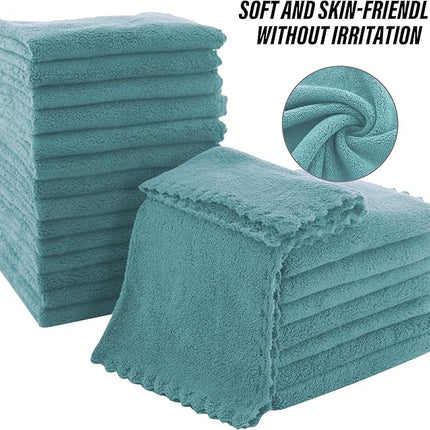 MOONQUEEN Ultra Soft Premium Washcloths Set - 12 x 12 inches - 72 Pack - Quick Drying - Highly Absorbent Coral Velvet Bathroom Wash Clothes (Teal)
