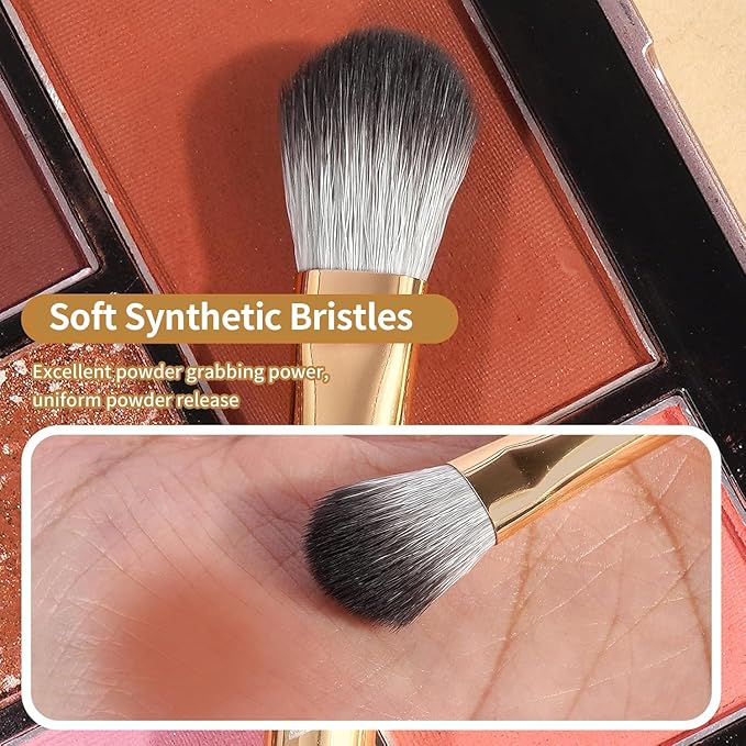 MAANGE 14-Piece Makeup Brush Set with Aluminum Ferrule- Premium Synthetic Makeup Brushes Kit Foundation Brush Eye Shadow for Beginners & Professionals(Gold and Silver)