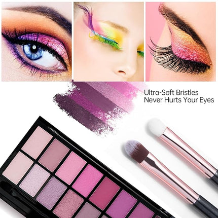 Eye Makeup Brush Set, 6 Pcs Professional Blending Eyeshadow Makeup Brushes for Concealer Eyebrows Eyeliner, Soft Hairs & Wood Handle (black and rose gold)…