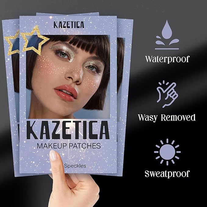 Glitter Freckles Face Tattoo, 10 Pcs Brown Face Glitter Freckles for Women, Festival Outfits for Women Rave Accessories Fake Tattoos, Sparkle Makeup Patches, Waterproof Speckles Patches,Mini Makeup