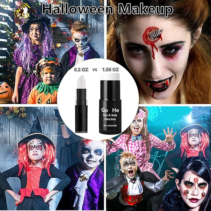 Go Ho Cream-Blendable Red Face Paint Stick (1.06 Oz),Full-coverage Red Body Paint Makeup for Adults Children Halloween Cosplay Clown Devil SFX Makeup,Waterproof Red Makeup Stick