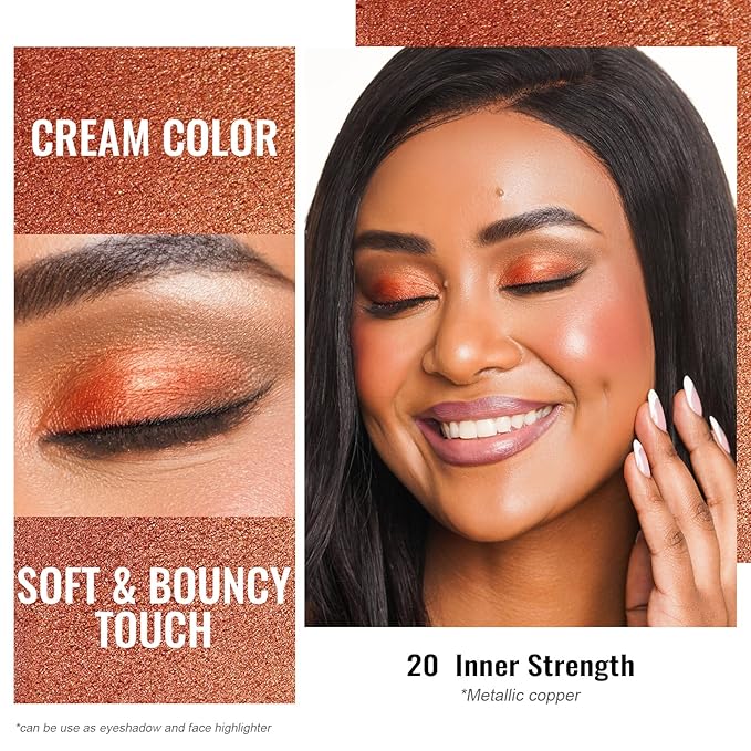 Oulac Copper Eyeshadow Cream - Highly Pigmented Natural Eyeshadow with Moisturizing Formula, Waterproof & Long Lasting, Shimmer Glitter Eye Makeup. 6g (20)