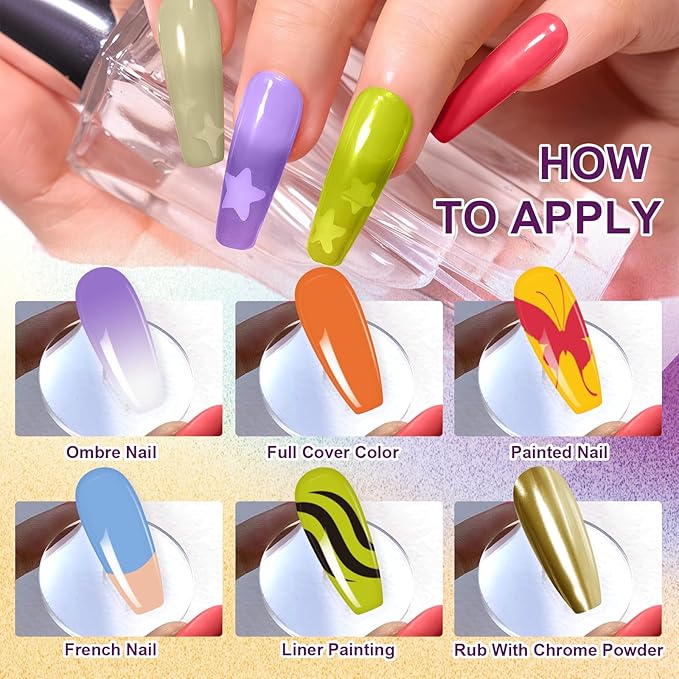 Gradient Painting Gel, 9 Bright Colors Ombre Gel Nail Polish Orange Yellow Blue for Pigment Pat Kit Aura Nails French Manicure Soak Off UV Long-lasting Home Salon DIY Nail Art Joy Tints