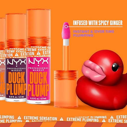 NYX PROFESSIONAL MAKEUP Duck Plump High Pigment Plumping Lip Gloss with Spicy Ginger, Vegan Lip Makeup - Hall Of Flame (True Red)