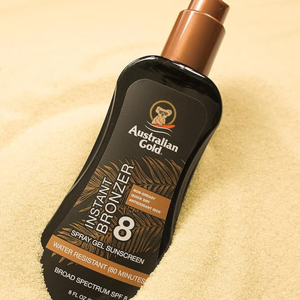 Australian Gold Spray Gel Sunscreen with Instant Bronzer SPF 8, 8 Ounce