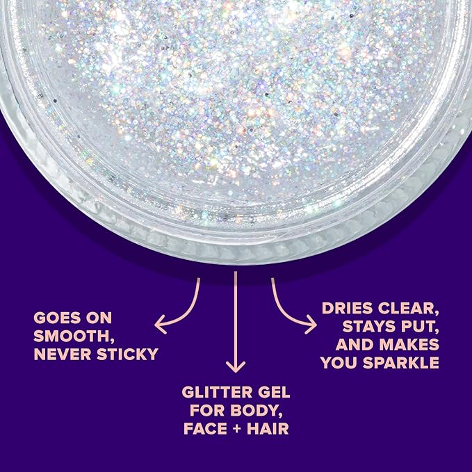 UNICORN SNOT Holographic Face Glitter & Body Glitter Gel: Glitter Makeup, Hair Glitter, Festival Rave and Anime Cosplay, Halloween Costume Makeup - Vegan & Cruelty Free, 1.7 oz Silver Glitter (Disco)