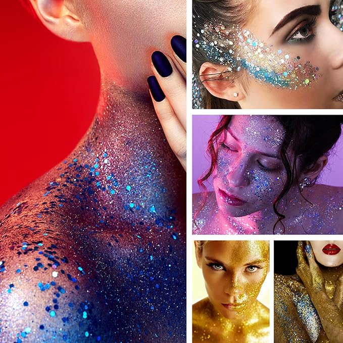 2 Pcs Silver Body Glitter Stick, Mermaid Glitter Gel Long Lasting Shimmer Hair Eyeshadow Face Body Glitter Concerts Music Festivals Halloween Party Looks Sparkle Makeup for Women and Kids (#2)