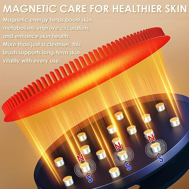 INNERNEED Magnetic Silicone Facial Cleansing Brush – Deep Pore Cleanser with Magnetic Therapy for Skin Circulation & Radiance – Soft, Hygienic, Durable – Gentle Face Scrubber for All Skin Types