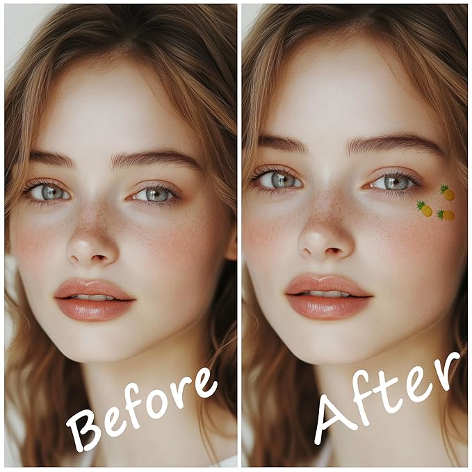 10pcs Pineapple Face Makeup Patches, Waterproof Pineapple Temporary Tattoos for Adults