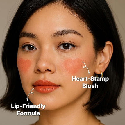 TOUCH IN SOL In My Heart Stick Blush (#Sunset Coral) - Cream Blush Stick for Korean Makeup, Lip & Cheek Multi-Use, Blendable Milk Blusher for Dewy Glow, Kbeauty (0.21 Oz)