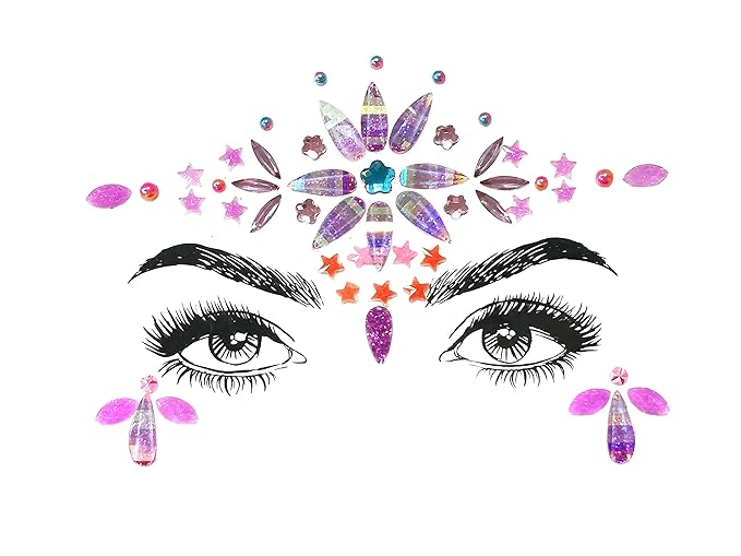 8 Pc Music Rave Face Jewels: Rhinestone Crystal Gems for Eyes, Body & More
