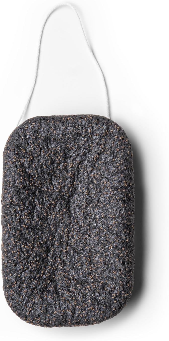 The Exfoliating Konjac Body Sponge, Natural, Reusable, Compostable Bath Sponge for Sensitive Skin, Charcoal Cleansing, 60+ Uses, 1 Each